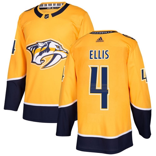 Adidas Men Nashville Predators 4 Ryan Ellis Yellow Home Authentic Stitched NHL Jersey